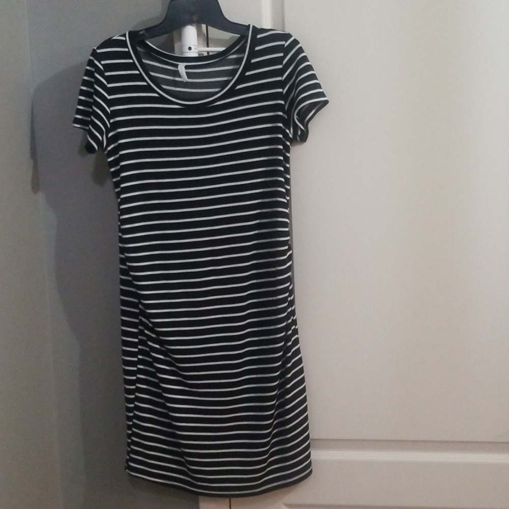 Black and white striped maternity dress